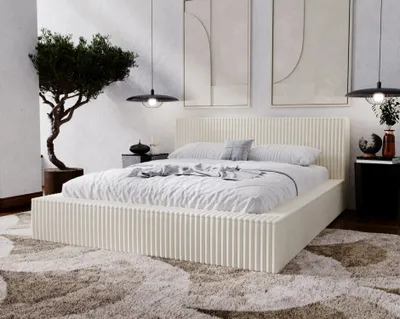 Obrázok produktu pre Manželská čalúnená posteľ 180x200 SIDONIA - krémová