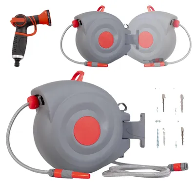 Obrázek produktu pro Automatický naviják na hadici, délka hadice 30 metrů, 9 funkcí trysky, otočné o 180°, odolné vůči UV záření, odolné vůči mrazu