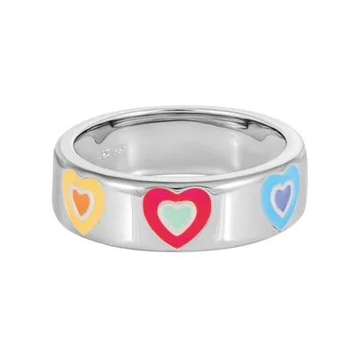 Produktbild von cai Ring 925 Sterling Silber rhodiniert Email Herzen 925/- Sterling Silber weiß 058 (18,5) ohne weiß 274270382R