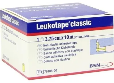 Zdjęcie produktu dla Leukotape Classic 3,75 cm x 10 m żółty nieelastyczny bandaż samoprzylepny, 1 szt. Bandaż