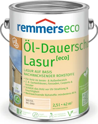 Produktbild von Remmers Öl-Dauerschutz-Lasur [eco] weiß (RC-990) 2,5 l, Holzlasur aussen