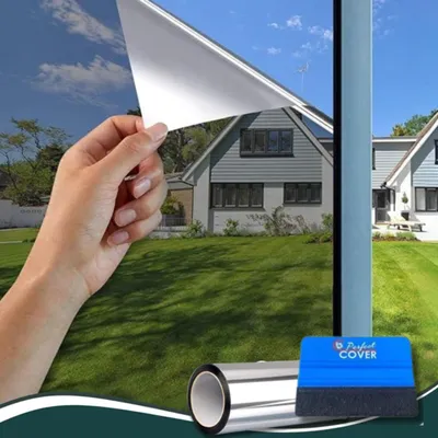 Produktbild von Perfect cover UV-Schutz, Sonnenschutzfolie für Innen mit Rakel- oder Außenfenster, selbstklebende folie, Spiegelfolie, silber reflektierende (90x200)