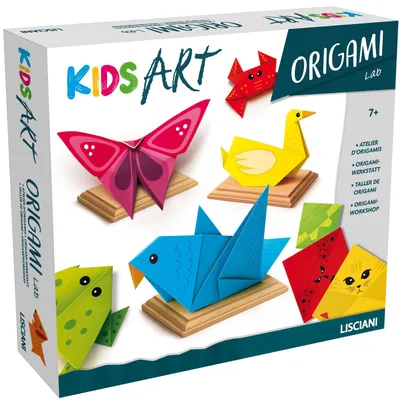 Immagine prodotto di KIDS ART Origami Lab - LISCIANIGIOCHI - Origami - 105 Sheets & 50 Models - Wooden Bases - Ages 7+