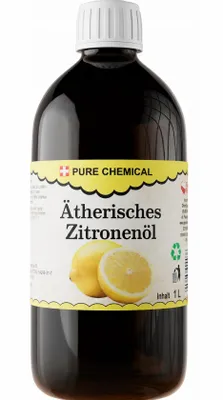Produktbild von Pure Chemical™ Zitronenöl 500 ml, 100% natürliches ätherisches Öl, Citrus Limon Peel Oil, für Diffuser, Aromatherapie & DIY-Kosmetik
