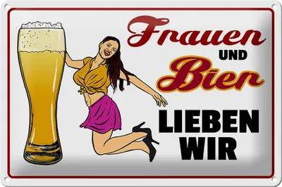 Produktbild von Blechschild Spruch 30x20cm Frauen und Bier lieben wir