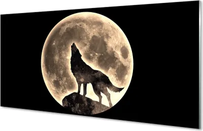 Produktbild von Glasbilder 140x70 Wandkunst Wolf Mond