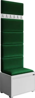 Produktbild von MIRJAN24 Garderoben-Set Grawis 60, Schuhschrank und Kleiderhakenbrett, 6 Stück gepolsterte Wandpaneele 60x30 (Weiß + Manila 35)