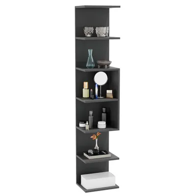 Produktbild von Wandregal Bücherregal Hängeregal mit 6 Fächern - Schwarz Matt - 150 cm - vertikal horizontal
