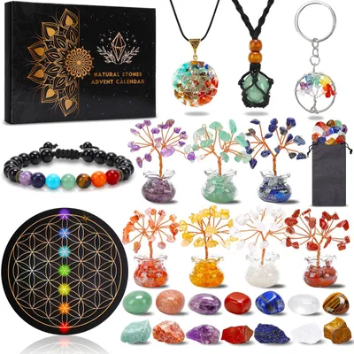 Adventskalender 2026, 24 Überraschungen mit 7 Chakra-Kristallbäumen