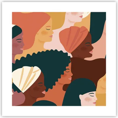 Produktbild von Poster - Poster ohne Rahmen - Frauen Multikulturalismus Modern - 40x40 cm - Wand Bild - Wanddeko - Wandbilder - Kunstposter - Wandposter - Bilder - Kunstdruck - Wanddekoration - P2XAC40x40-4500