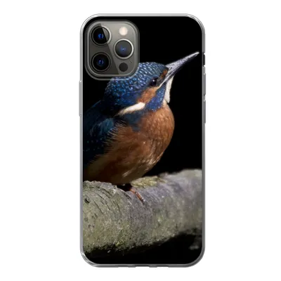 Produktbild von MuchoWow® Handyhülle Schutzhülle Hülle für iPhone 12 Pro Eisvogel - Zweig - Federn - Schwarz Silikon Softcase Handy Hülle - Abdeckung
