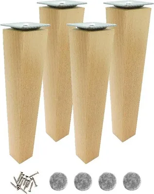 Obrázek produktu pro Bukové nohy 25 cm – lichoběžník, přírodní lak, s montážní sadou