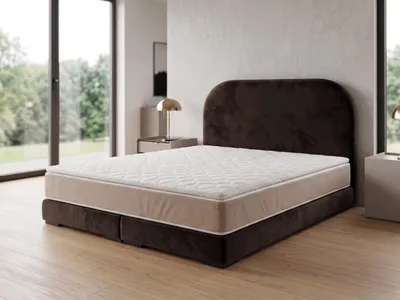 Produktbild von Polsterbett  LEON 1 mit Kopfteil, modernes gepolstertes Bett in 140 x 200 cm Farbe: Braun
