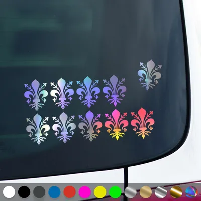 Produktbild von PantherPixel Lilie Aufkleber Set Florenz Fleur De Lis Lys Sticker Auto Geschenkidee Farbe Oilslick-Hologramm