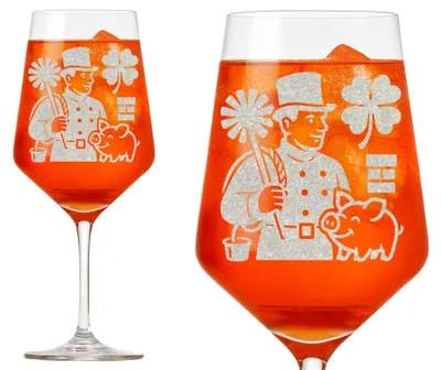 Produktbild von Valhalla Weinglas Schornsteinfeger graviert 1 Stück 350ml spülmaschinenfest