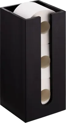 Produktbild von Toilettenrollen Organizer - Freistehender Toilettenpapierhalter für das Badezimmer - Halter für 3 Toilettenrollen - Schwarzes Bambus
