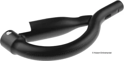 A black vacuum cleaner handle is shown against a white background.