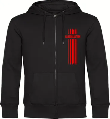 Produktbild von multifanshop Kapuzen Sweatshirt Jacke - Kaiserslautern - Streifen, schwarz, Größe XXL