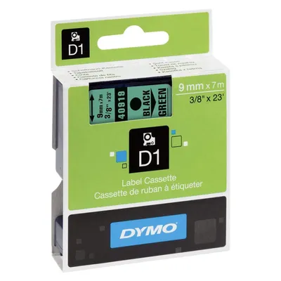 Image de DYMO D1  Schriftband         9mmx7.0m schwarz->grün
