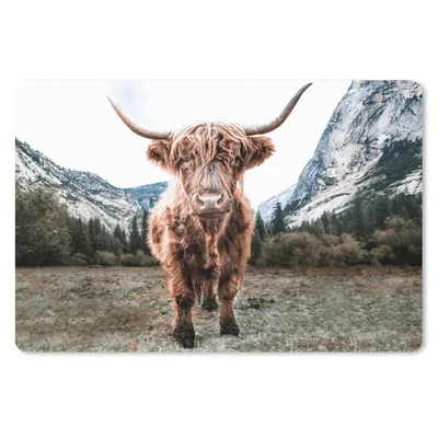 Produktbild von MuchoWow® Schreibtischunterlage Schottischer Highlander - Berg - Tiere 60x40 cm - XXL Mauspad - Großes Mauspad