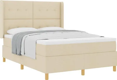Obrázek produktu pro Postel s boxspringem s matrací Krémová 140 x 190 cm textil