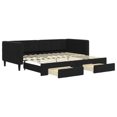 Zdjęcie produktu dla vidaXL Łóżko dzienne rozkładane z szufladami czarne 90x200 cm aksamitne