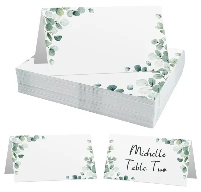 40 Tischkarten für Hochzeit, Taufe, Geburtstag, weiß