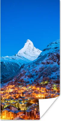 Produktbild von MuchoWow® Poster Alpen - Dorf - Schnee 60x120 cm - Wandschmuck