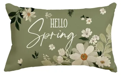 Zdjęcie produktu dla Poszewka na poduszkę 30x50 cm, jasnoszara, z motywem kwiatowym, idealna na wiosnę i lato, wykonana z poliestru, 1 sztuka
