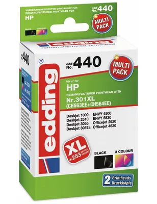 Obrázek produktu pro edding inkoustová kazeta 18-440 jako HP 301XL stránky barevné černé vícebarevné 2