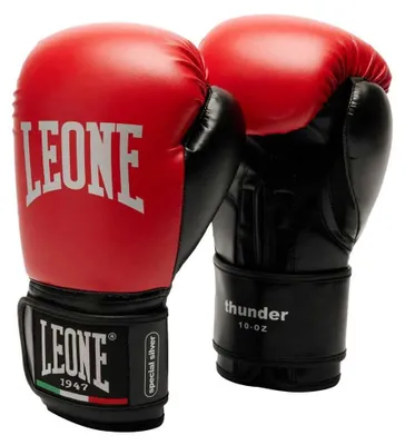 Zdjęcie produktu dla Rękawice bokserskie THUNDER Leone1947 – czerwone, do treningu bokserskiego i cardio
