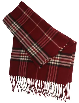 Feiner Cashmink Tartan-Karo Schal mit Fransen von Hut-Breiter in rot