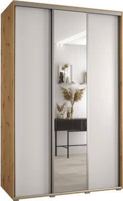 Produktbild von MEBLE KRYSPOL Davos 3 Schrank, drei Türen - 235,2x150x60 cm - Artisan Weiß Silber