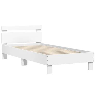Produktbild von Bettgestell mit Kopfteil Weiß 75x190 cm Holzwerkstoff