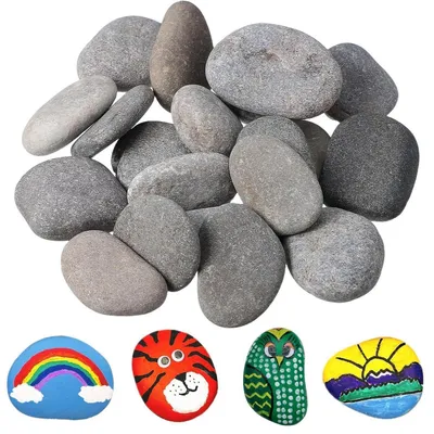 Produktbild von Flache Steine zum Bemalen, 24 Stück, Kieselsteine Bastelset für Kinder & Erwachsene, 3-5 cm