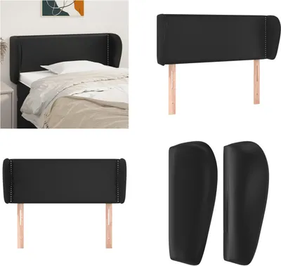 Produktbild von vidaXL Kopfteil mit Ohren Schwarz 93x23x78/88 cm Kunstleder - Kopfteil - Kopfteile - Bett-Kopfteil - Bettkopfteil