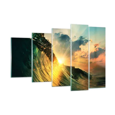 Produktbild von Bilder auf glas - Meer Welle Wasser - 150x100cm - Glasbilder - Wandbilder - Kunstdruck - zum Aufhängen bereit - Wanddekoration aus Glas - Glas Bilder - Wandbild auf Glas - 5 Teile - GEG150x100-3943