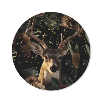 Produktbild von MuchoWow® Mauspad Mousepad Hirsche - Blumen - Licht - Botanisch 50x50 cm - Mousepads - Maus Mat - Pad - Mausunterlage - Vinyl