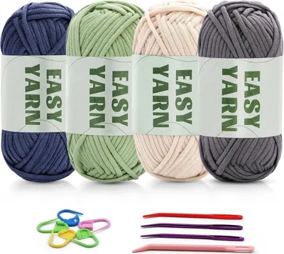 Produktbild von Häkelgarn Anfänger 4x50g Dunkelblau Hellgrün Grau Beige