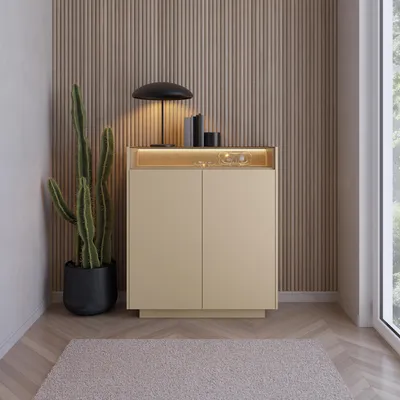 Immagine prodotto di Halane - Credenza, 103x40x119h cm Beige, 4 Ripiani