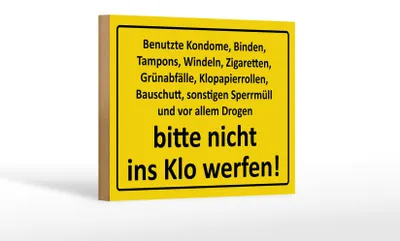 Produktbild von Holzschild Hinweis 18x12cm nicht ins Klo werfen