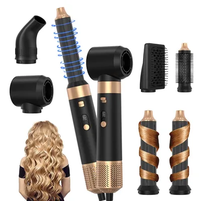 Produktbild von 6-in-1 Hairstyler mit Warmluftbürste, Professionelle Föhnbürste, Lockenstab & Glättebürste, 1000W Leistung mit 3 Temperaturstufen