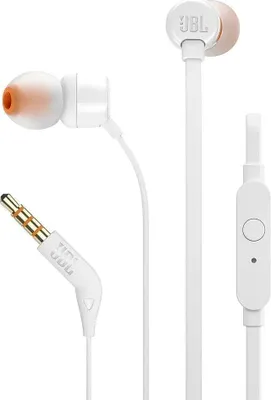 Produktbild von JBL In Ear Kopfhörer T110, Mikrofon, Headset, Farbe: Weiß