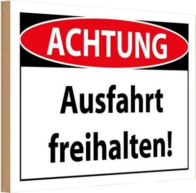 Produktbild von vianmo Holzschild 12x18 cm Achtung Ausfahrt freihalten Warnschild Hinweisschild