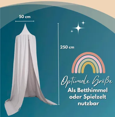 Zdjęcie produktu dla Alavya Home Baldachim nad łóżeczko 250x50 cm bawełna muślinowa organiczna - szary