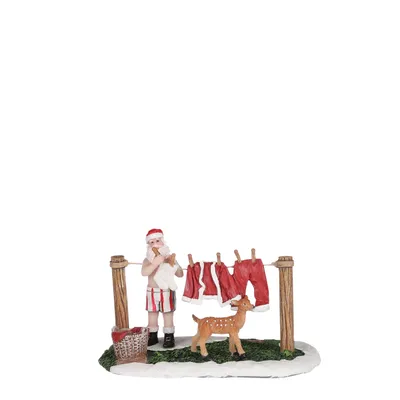 Produktbild von LuVille Weihnachtsdorf-Miniatur Wäsche des Weihnachtsmanns - L12,5 x B8 x H7,5 cm