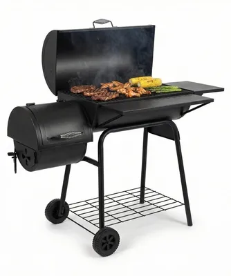 Productafbeelding van Houtskool Smoker 136 cm met Warmhoudrek en Zijtafel
