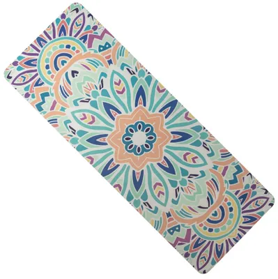 Image de YATE Tapis de yoga en caoutchouc naturel, motif I, 1 mm - rose/bleu