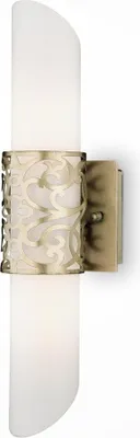 Produktbild von Wandlampe Stoff Metall E14 H: 45,7 cm in Messing Weiß 2-flammig Modern Wandleuchte