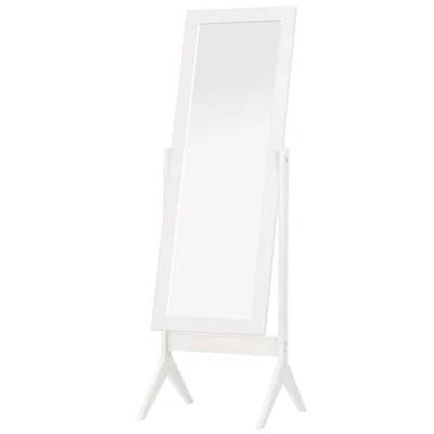 Image de HOMCOM Miroir en Pied Grand Miroir de Sol Inclinaison réglable pour Dressing Chambre dim. 47L x 46l x 148H cm en Bois Blanc